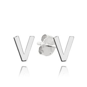 MINET Stříbrné náušnice písmeno „V“
