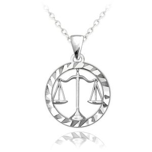 MINET Stříbrný náhrdelník Zodiac znamení VÁHY