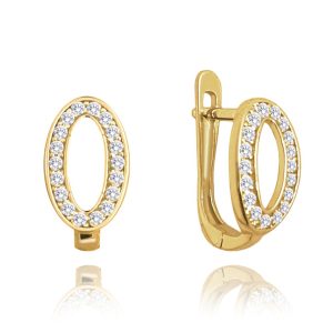 MINET Zlaté náušnice s bílými zirkony Au 585/1000 1,45 g