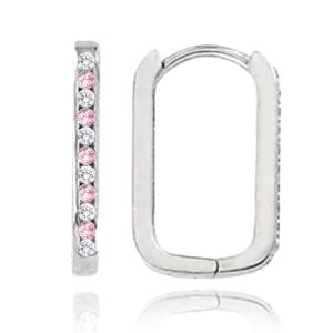 MINET Náušnice z bílého zlata obdélníky se zirkony Au 585/1000 1,55g