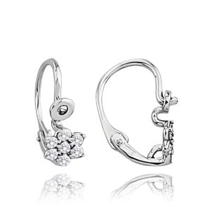 MINET Dětské náušnice kytičky z bílého zlata se zirkony Au 585/1000 1,30g