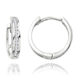 MINET Náušnice z bílého zlata kroužky se zirkony Au 585/1000 2,10g