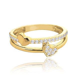 MINET Zlatý prsten se srdíčky a bílými zirkony Au 585/1000 vel. 57 – 1,95g