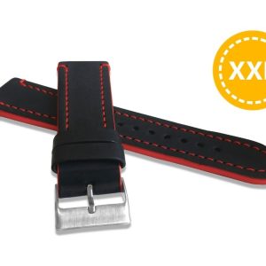 XXL Prodloužený červeně prošitý řemínek LAVVU TAILOR z luxusní kůže Top Grain LSQBR24