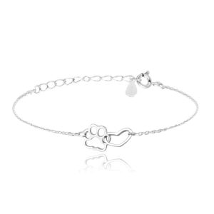 MINET Stříbrný náramek TLAPKA se srdíčkem