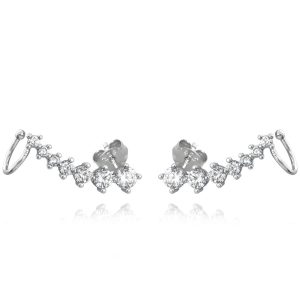 MINET Elegantní stříbrné náušnice s bílými zirkony