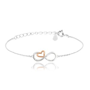 MINET Rose gold stříbrný náramek FOREVER LOVE