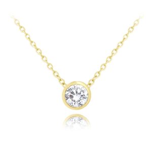 MINET Decentní pozlacený stříbrný náhrdelník s bílým zirkonem