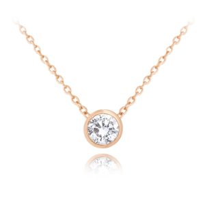 MINET Decentní Rose gold stříbrný náhrdelník s bílým zirkonem
