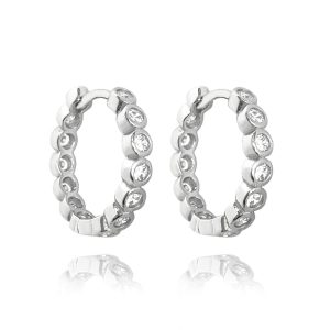 MINET Stříbrné náušnice KROUŽKY s bílými zirkony