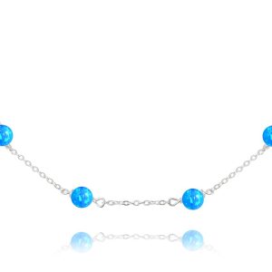 MINET Stříbrný náhrdelník se světle modrými opálky