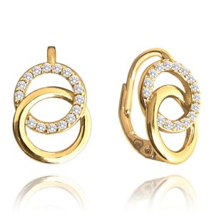 MINET Pozlacené stříbrné náušnice KROUŽKY s bílými zirkony