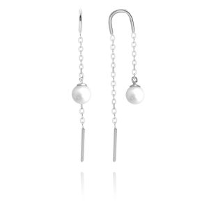 MINET Stříbrné protahovací visací náušnice s přírodními perlami