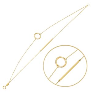 MINET Dvojitý zlatý náramek s kroužkem Au 585/1000 1,65g