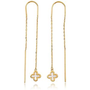 MINET Protahovací zlaté náušnice čtyřlíštky Au 585/1000 1,30g