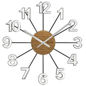 VLAHA DESIGN VCT1072 – Dřevěné stříbrno-černé hodiny vyrobené v Čechách