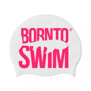 Born To Swim Silikonová čepice Bílá Classic, Velké Barevné Logo černá23