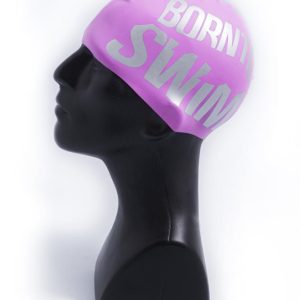 Born To Swim Silikonová čepice Fialová Classic, Velké Logo Bílá23