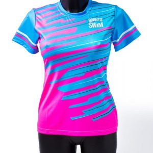 Born To Swim Dámské Tričko Coolmax Modrá,  Růžovál