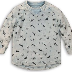 Tričko chlapecké s dlouhým rukávem, Minoti, COSMIC 1, světle modrá – 86/92 | 18-24m