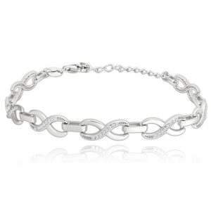 MINET Stříbrný náramek NEKONEČNO se zirkony