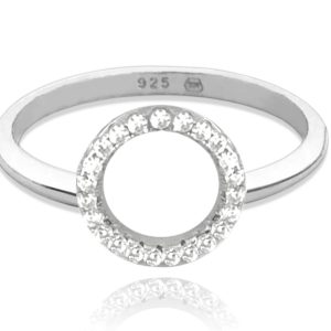 MINET Stříbrný prsten KROUŽEK s bílými zirkony vel. 67