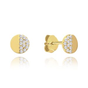 MINET Zlaté náušnice s bílými zirkony Au 585/1000 1,05g