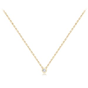 MINET Zlatý náhrdelník s bílým zirkonem Au 585/1000 1,10g