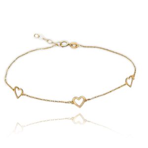 MINET Zlatý náramek se srdíčky Au 585/1000 0,70g