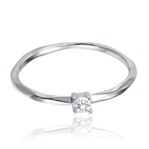 MINET Snubní stříbrný prsten s bílým zirkonem vel. 55