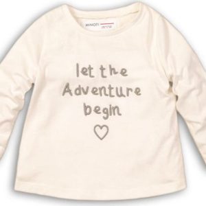 Tričko dívčí s dlouhým rukávem s aplikací, Minoti, TRAVELLER 10, bílá – 92/98 | 2/3let