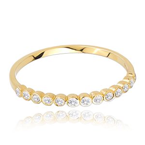 MINET Zlatý prsten s bílými zirkony Au 585/1000 vel. 54 – 0,90g