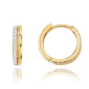 MINET Zlaté náušnice s bílými zirkony Au 585/1000 1,50g