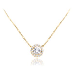 MINET Zlatý náhrdelník kroužek s bílými zirkony Au 585/1000 1,90g