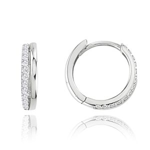 MINET Náušnice z bílého zlata kroužky se zirkony Au 585/1000 1,65g
