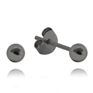 MINET Černé stříbrné náušnice KULIČKY MALÉ 3 mm