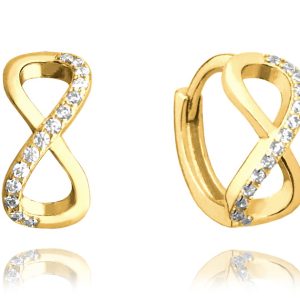MINET Pozlacené stříbrné náušnice NEKONEČNO s bílými zirkony