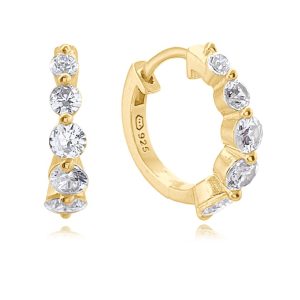 MINET Pozlacené stříbrné náušnice KROUŽKY s bílými zirkony