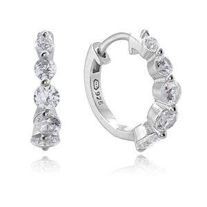 MINET Stříbrné náušnice KROUŽKY s bílými zirkony