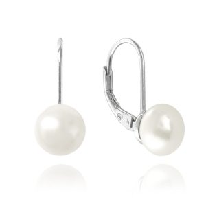 MINET Stříbrné náušnice s bílou perlou
