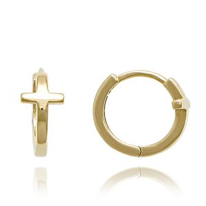 MINET Elegantní zlaté náušnice křížky Au 585/1000 2,15g