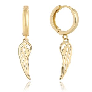 MINET Elegantní zlaté náušnice andělská křídla Au 585/1000 1,40g
