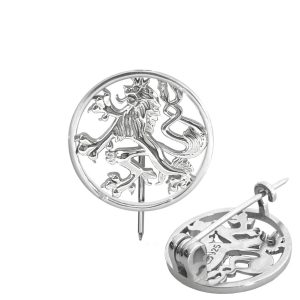 MINET Stříbrná brož ČESKÝ LEV v kroužku