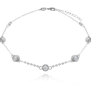 MINET Stříbrný řetízek na kotník se zirkony