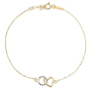 MINET Zlatý náramek srdíčko a kroužek v kombinaci s bílým zlatem Au 585/1000 1,50g