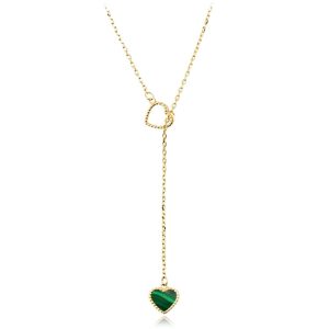 MINET Zlatý náhrdelník s visícím srdíčkem a malachitem Au 585/1000 2,15g