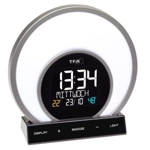 TFA 60.2026.01 – Digitální budík s barevným podsvícením, teplotou a vlhkostí SOLUNA