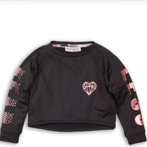 Mikina dívčí zkrácená délka , sportovní, Minoti, FEARLESS 1, černá – 98/104 | 3/4let