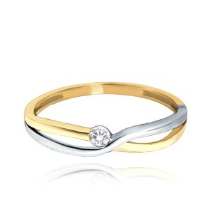 MINET Zlatý křížený prsten v kombinaci žlutého a bílého zlata Au 585/1000 vel. 58 – 1,30g