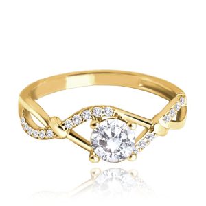 MINET Zlatý zásnubní prsten s bílým zirkonem Au 585/1000 vel. 58 – 1,85g